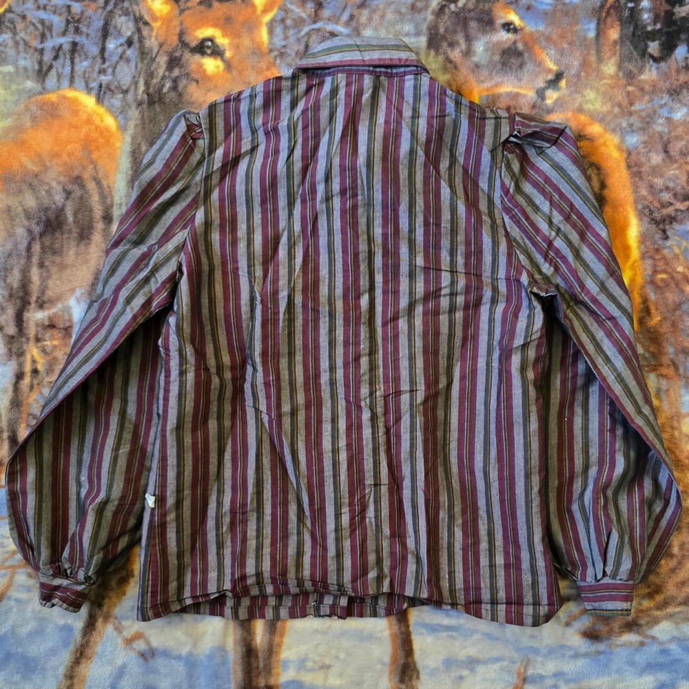 Vintage Wrangler 80s Western Round Collar Pin Striped Formal Button Up sz Small - Picture 6 of 9